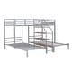 preview thumbnail 18 of 24, Twin Metal Bunk Bed, Triple Bunk Bed Frame w/ Storage Shelves Staircase