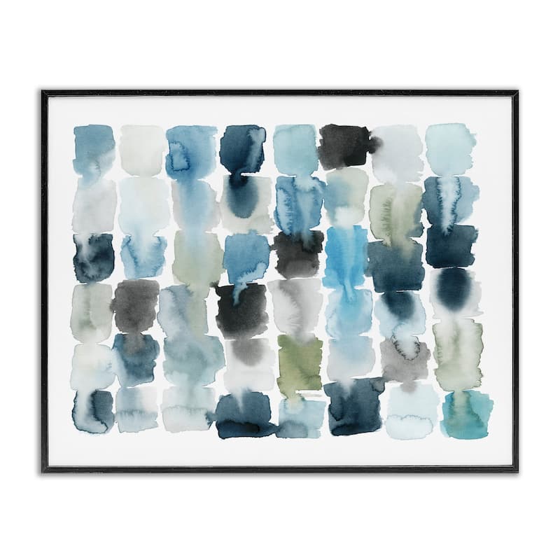 Stupell Ocean Inspired Abstract Tiles Blue Green Watercolor Framed Giclee Texturized Art by Grace Popp