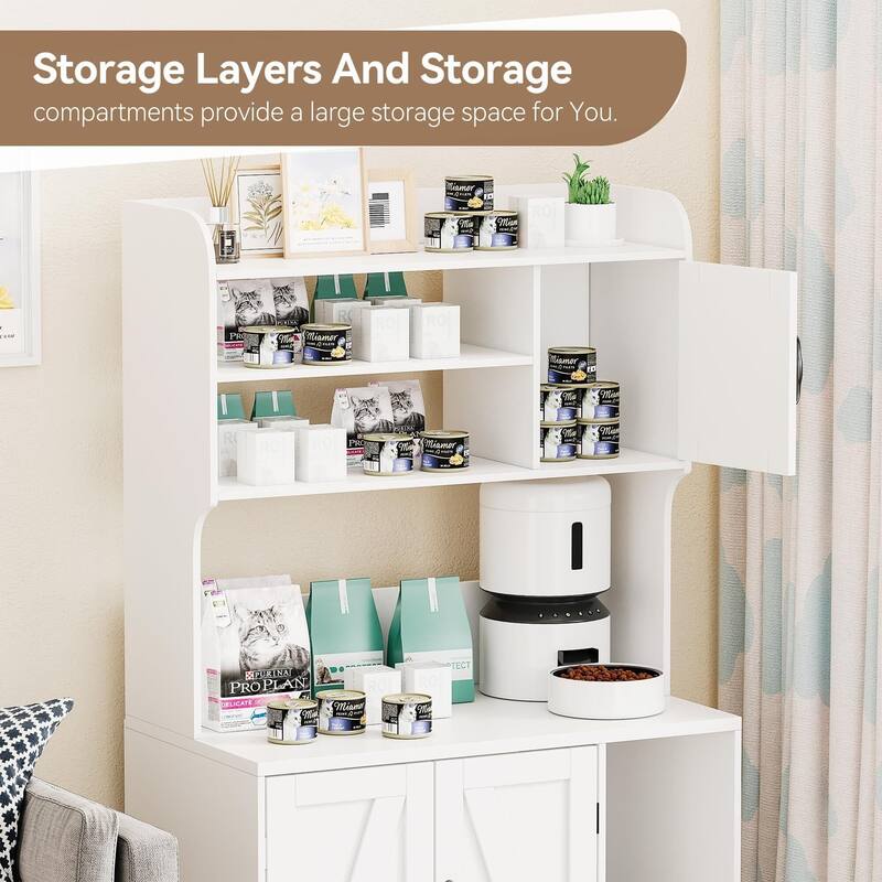 Cat Litter Box Enclosure With Shelves,Hidden Litter Box Furniture