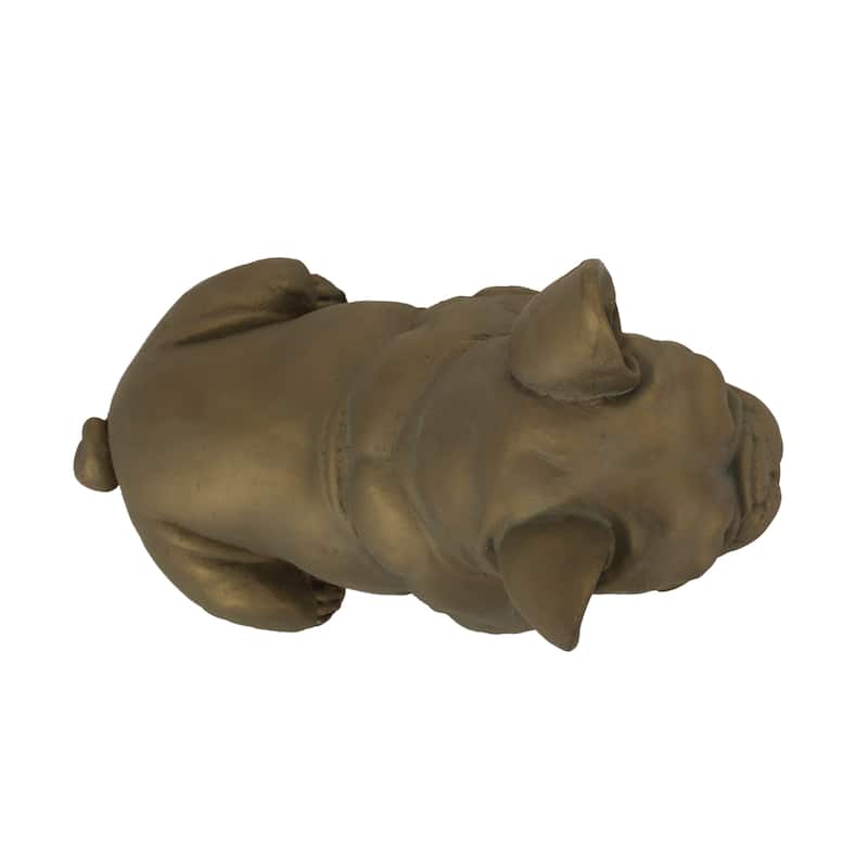 Outdoor Dog Garden Glass Sculpture, Outdoor French Bulldog Garden Statue, Rustic Gold, No Assembly Required