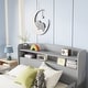 preview thumbnail 68 of 77, Pine Wood Platform Bed Low-Profile Bed Frame with Storage Headboard, Motion Sensor LED Light, Movable Guardrail, Slats Support