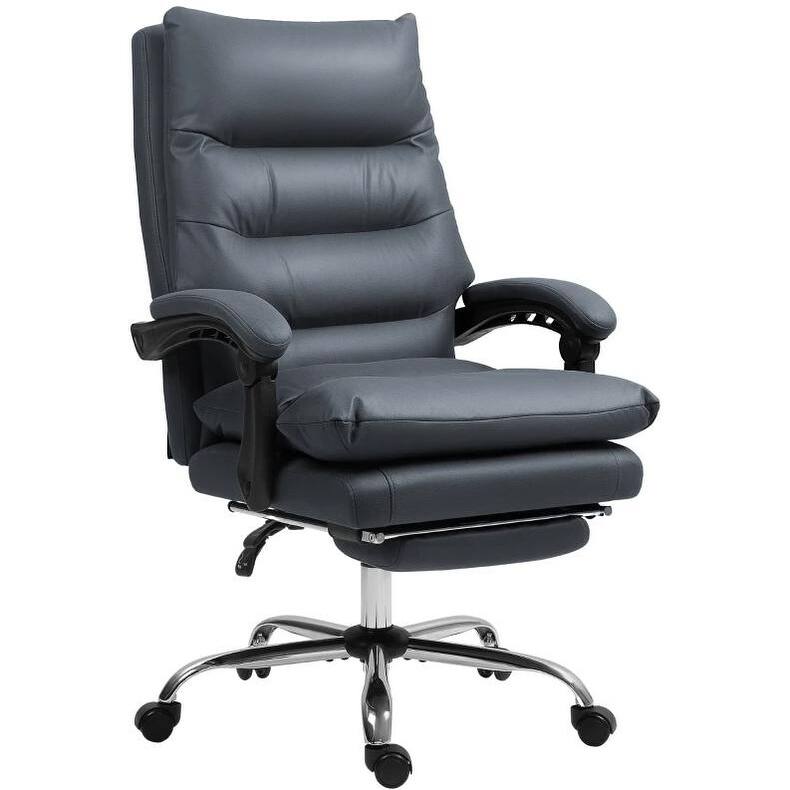 Microfibre Massage Office Chair, Heated Reclining Chair with Footrest, Dark Gray