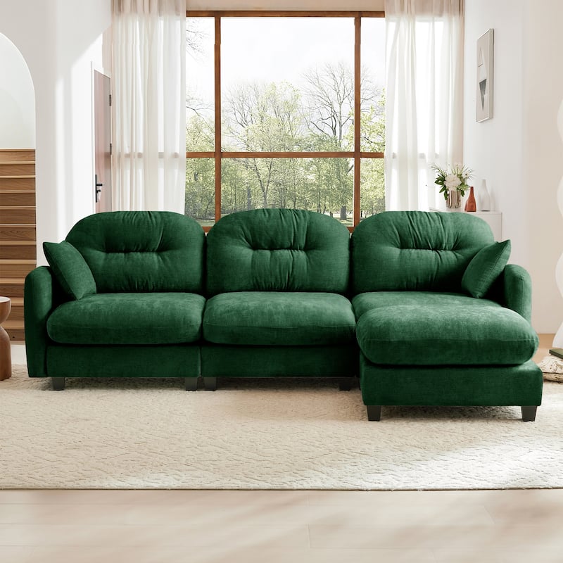 GDF Studio - Amori Modular Modern Chenille L-Shaped Sectional Sofa with Ottoman and Tufted Cushion Backrest