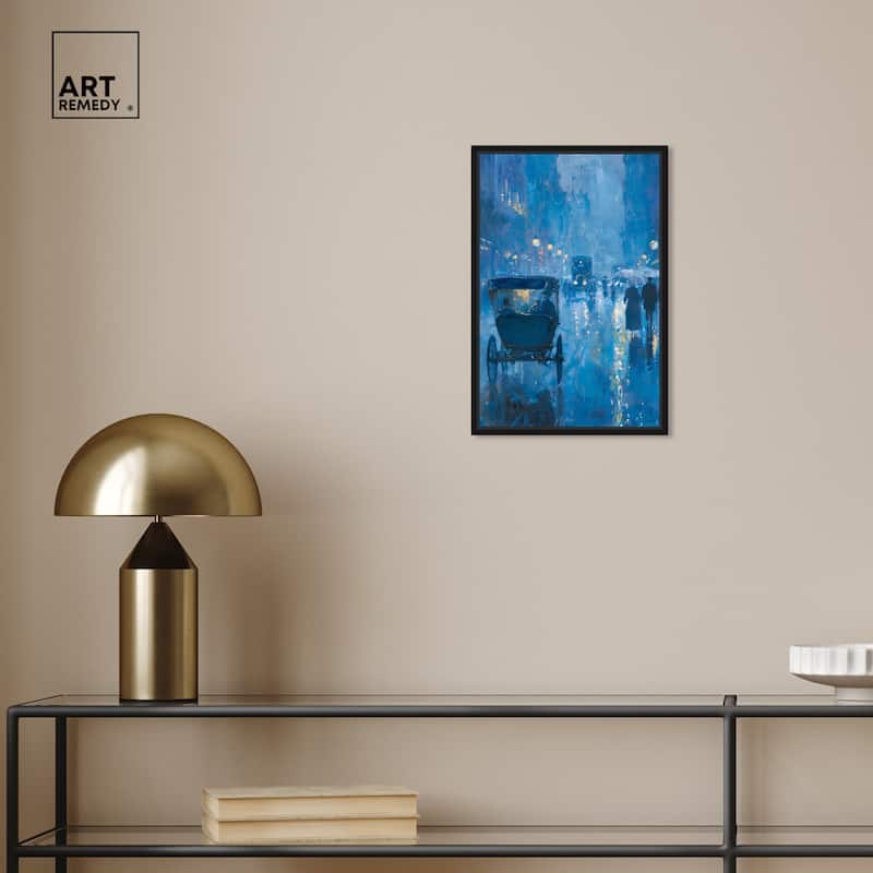Art Remedy London Nights Framed Impressionism 1 Piece Canvas Wall Art /Monet And Van Gogh Inspired Art