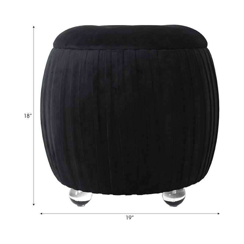 Backless Storage Stool with Velvet Upholstery - Accent for Living Room Home Decor