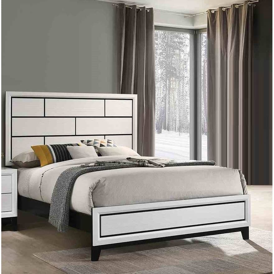 Contemporary 1 Piece Bedroom Furniture White Finish Bed