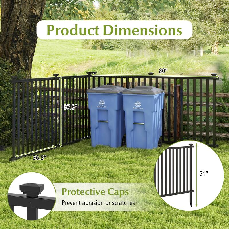 Gymax 80'' x 39'' Vinyl Picket Fence 2 No Dig Fence Panels for Soft