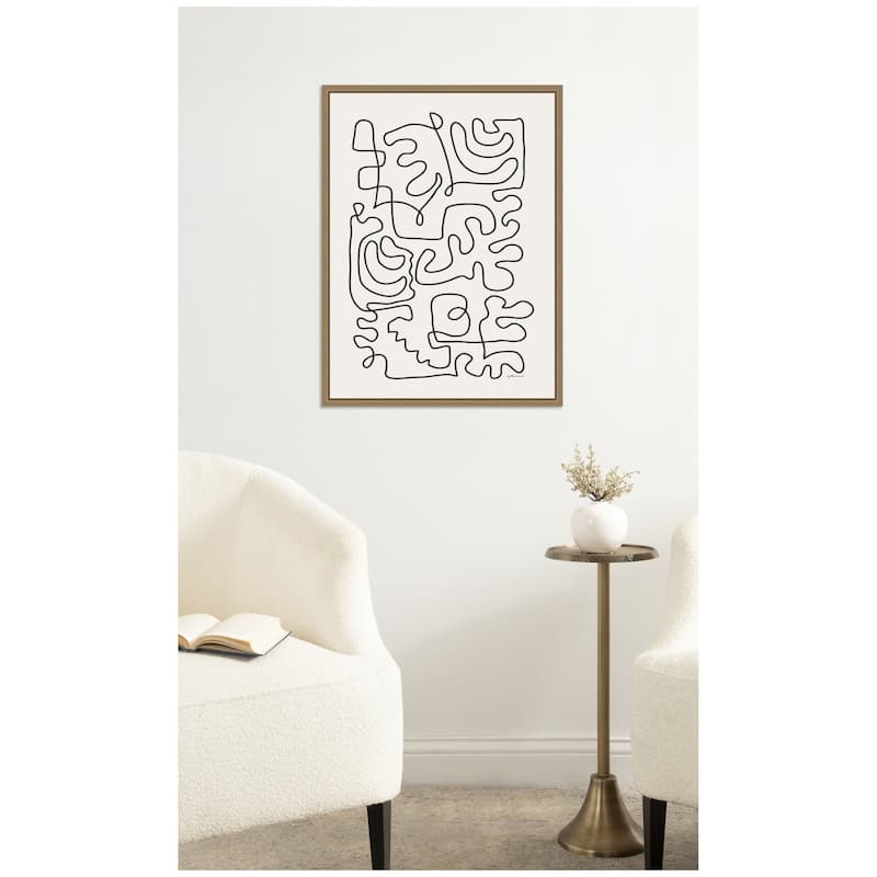 Kate and Laurel Connected Lines by Gabrielly Guedes Framed Canvas Wall Art Print