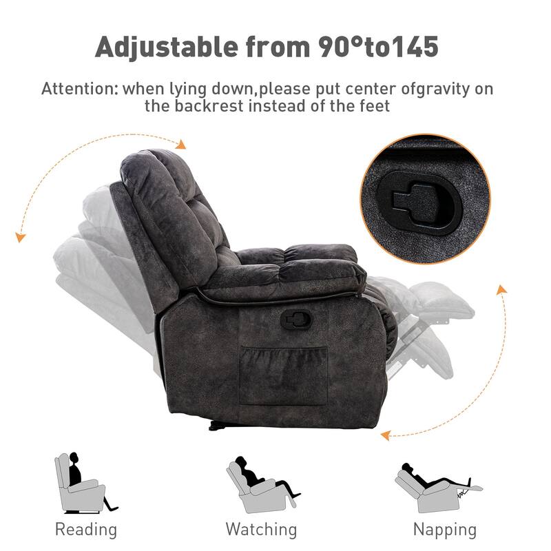 Massage and Manual Recliner Chair with Convenient pocket