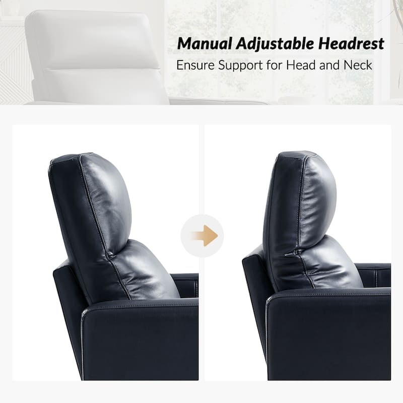 Josefa Modern Genuine Leather Swivel Rocker Recliner by Hulala Home