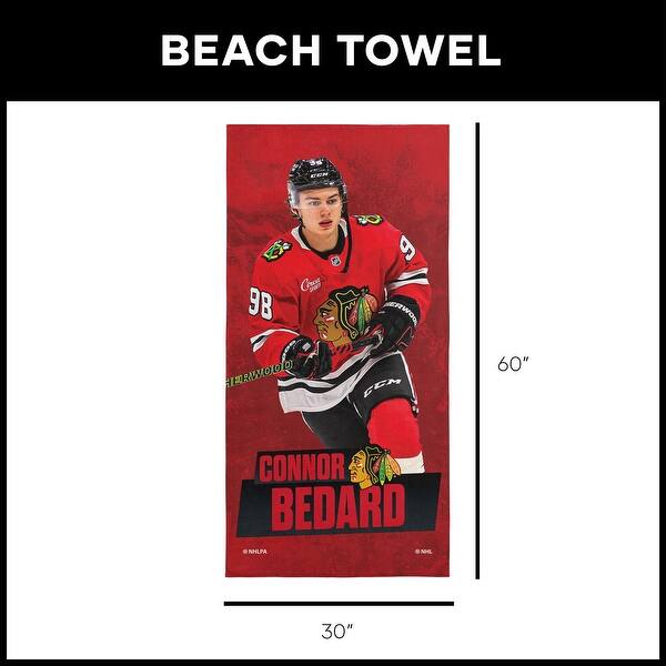 dimension image slide 6 of 12, NHL Player Beach Towel