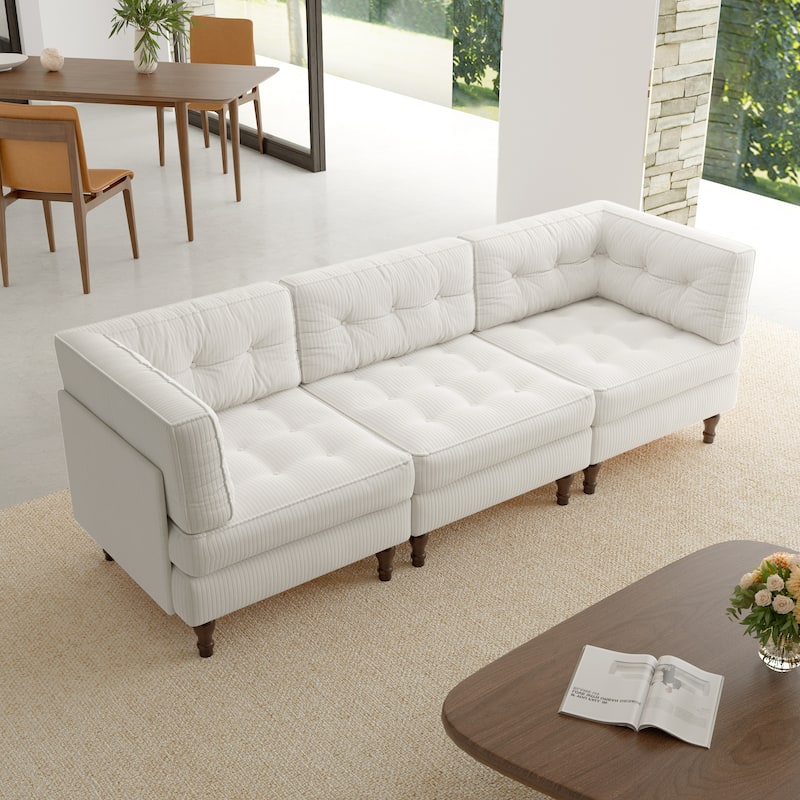 Oversized Modular Sectional Corduroy Fabric Tufted Sofa