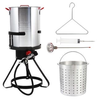 Aluminum Turkey Deep Fryer Pot with Injector Thermometer Kit and 54 ...