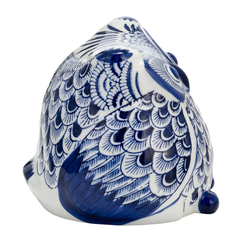 Sagebrook Home Stoneware Ceramic Owl Figurine with Intricate Hand-Painted Detailing