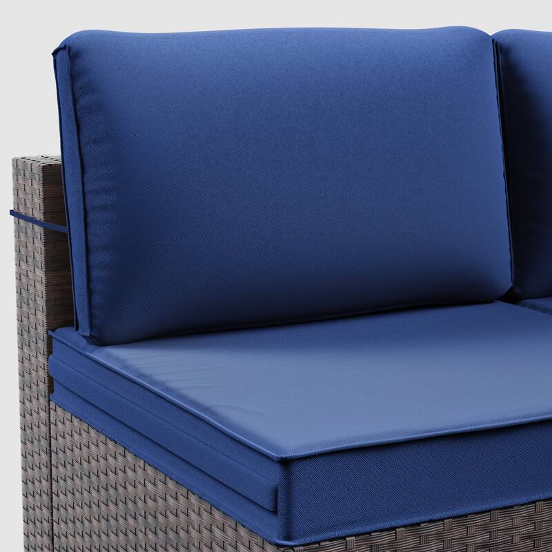 7-Piece Patio Furniture Set, Wicker Outdoor Seatings Conversation Sofa with Side Table - 7-Pieces