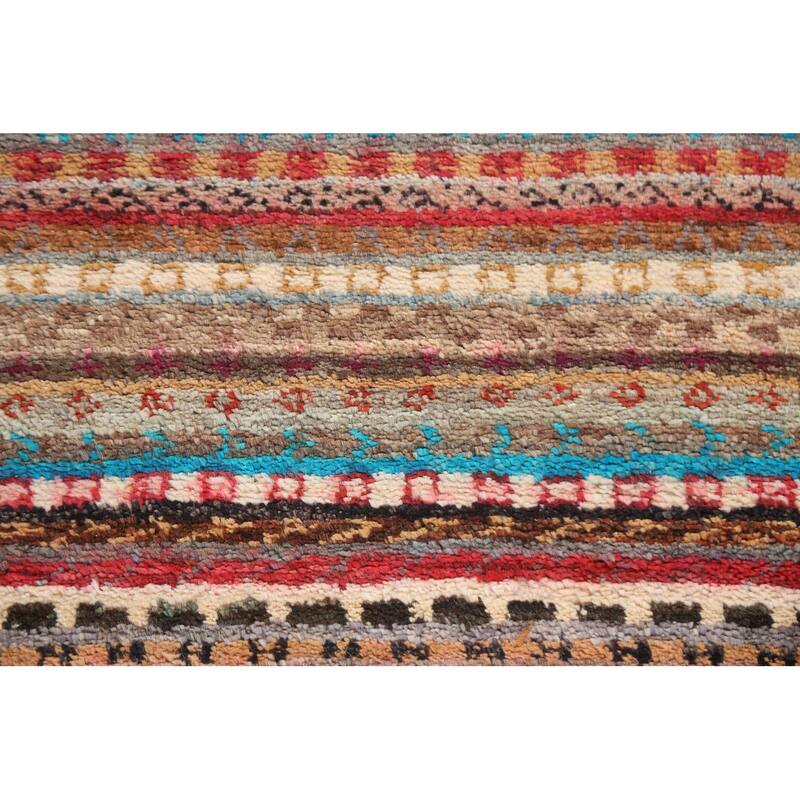 Striped Gabbeh Kashkoli Oriental Runner Rug Wool Hand-knotted Carpet - 2'8" x 9'10"