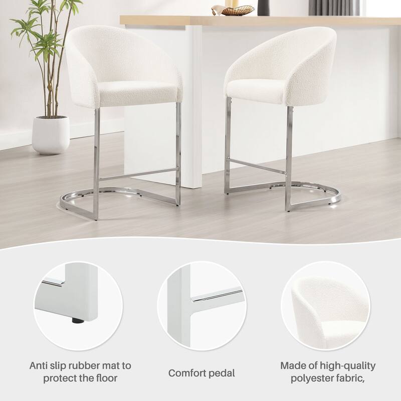 26" Fabric Upholstered Counter Height Bar Stools with Arms - 37" H x 22.4" W x 22" D
