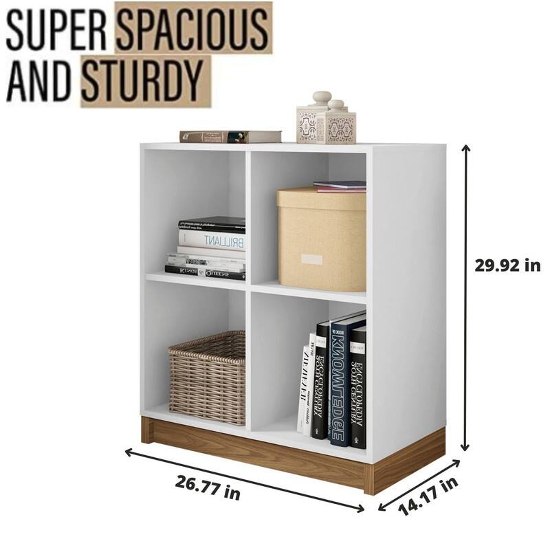 Lider Design Modern Cube Low Bookshelf Open Display Storage Shelves Shoe Storage and Organizer for Bedroom and Home Office