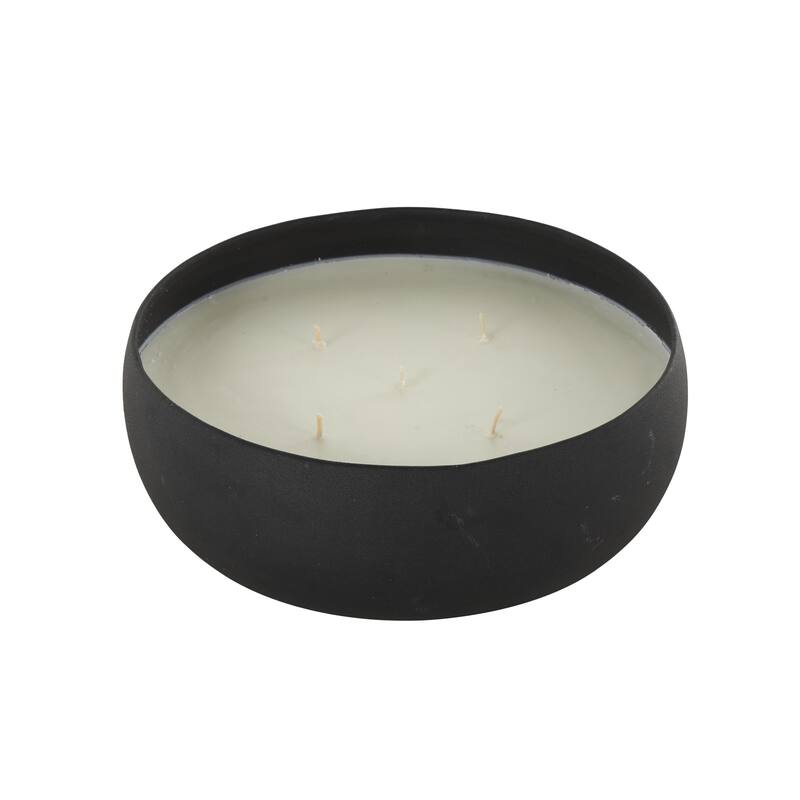 Beige, Black or Cream Metal Scented Textured 63oz 5 Wick Decorative Candle with White Wax