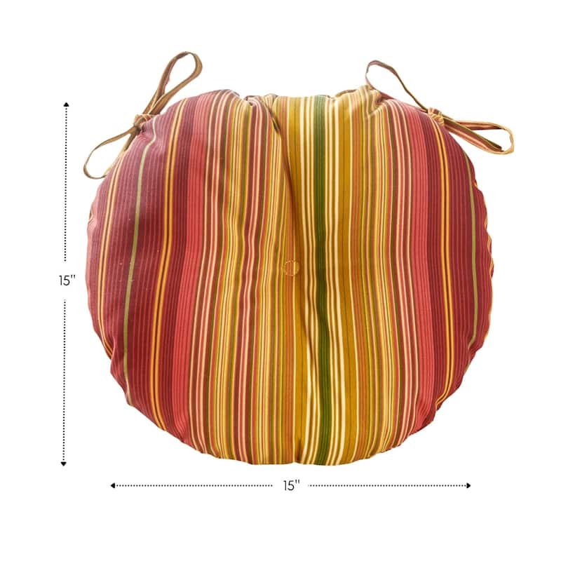 Outdoor 15-inch Kinnabari Stripe Bistro Chair Cushions (Set of 2)