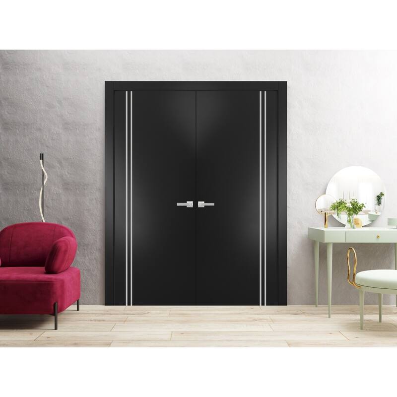 Slab Barn Door Panel 18 x 80 Planum 0310 Matte Black with Sturdy Finished