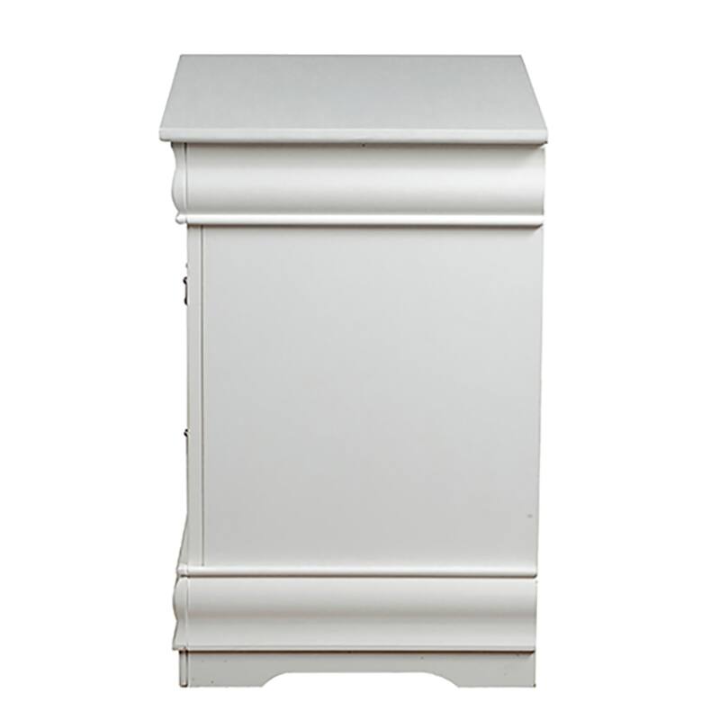Classic White 2-Drawer Nightstand with Nickel Handles, Space-Saving Design
