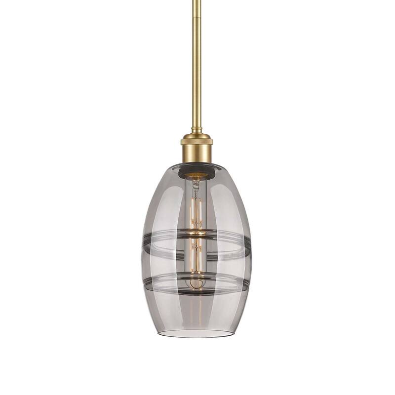 Innovations Lighting 516-1S-9-6 Vaz Pendant Vaz 6" Wide Mini Pendant - Satin Gold / Light Smoke