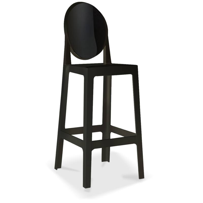 Set of 2 Clear Modern 30" Seat Bar Stool Counter Height With Back Plastic Chairs For Home Restaurant Office