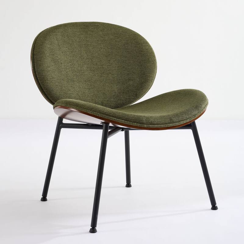 Mid-Century Modern Shell Chair Single Side Chair Tripod,Fabric Lounge Chair In Walnut Finish Comfortable Backrest