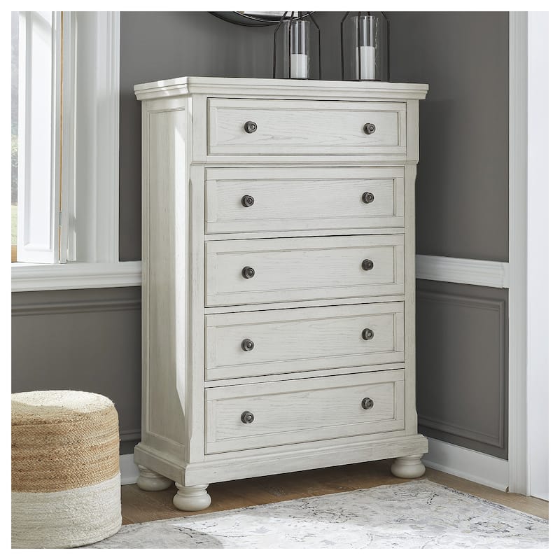 Signature Design by Ashley Robbinsdale Antique White Five Drawer Chest - Antique White - 5-drawer