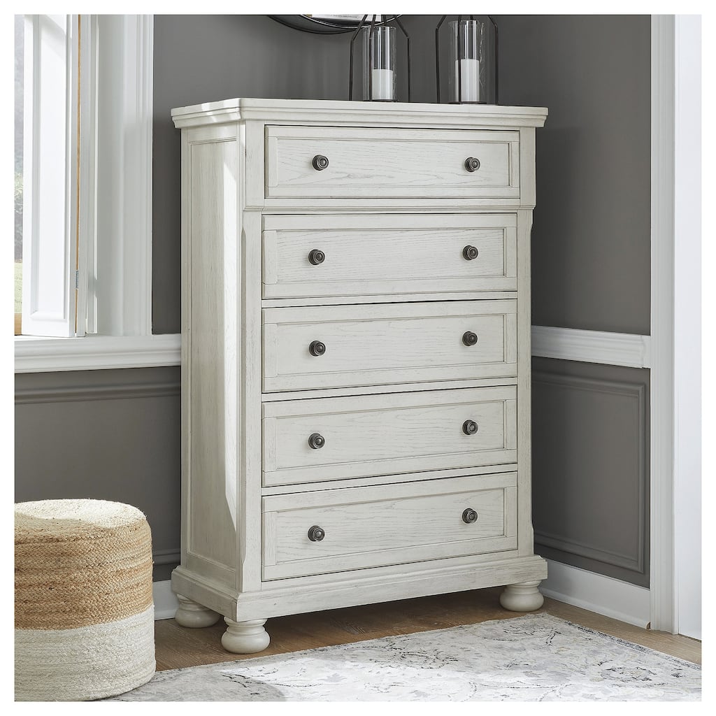Signature Design by Ashley Robbinsdale Antique White Five Drawer Chest