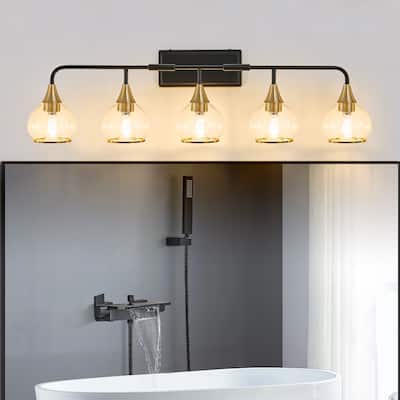 40" Modern 5-Light Vanity Wall Sconce, Light Fixture with Clear Glass Shades