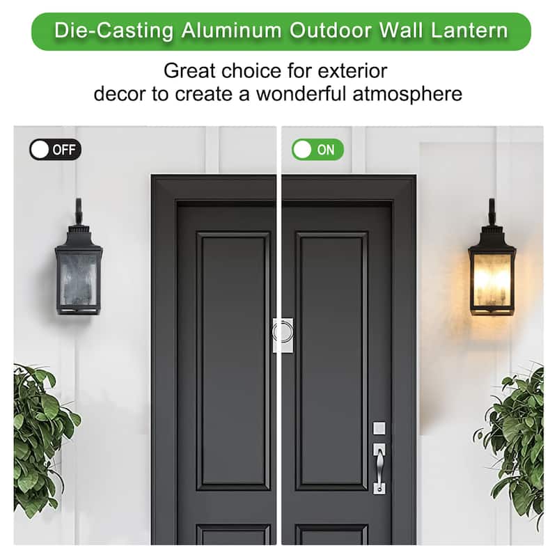 1-Light Outdoor Black Wall Light With Glass, Modern Outdoor Wall Sconce