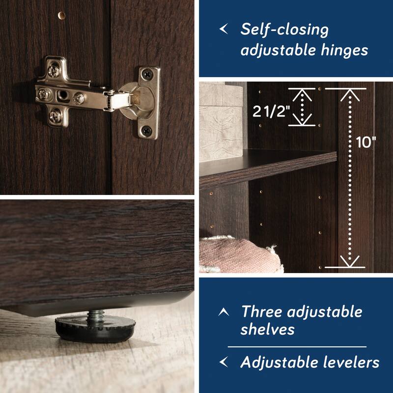 Engineered Wood Contemporary Corner Storage Cabinet with 5 Shelves, Brown - 20.79" W × 19.45" D × 71.42" H