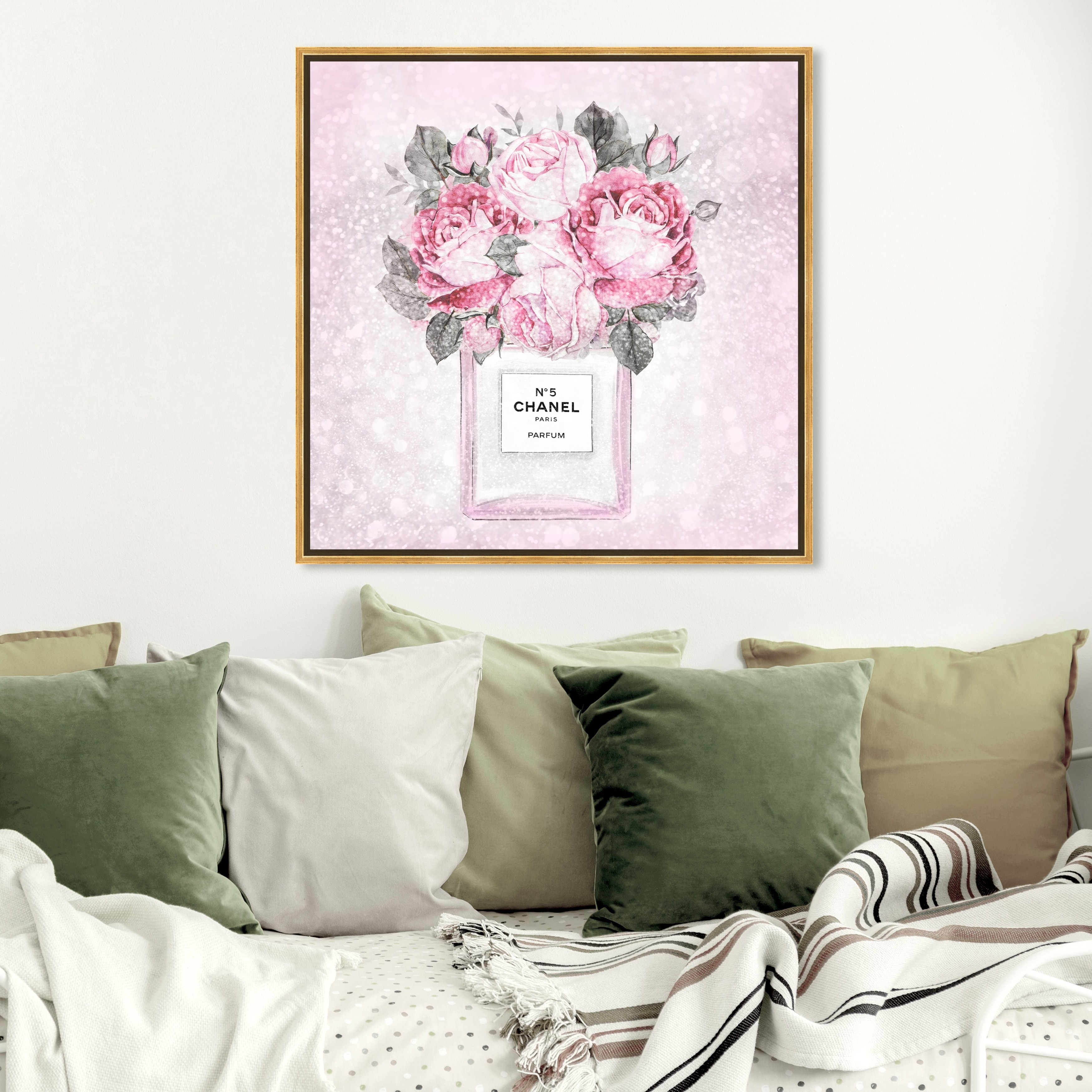 Oliver Gal 'Doll Memories - Paris Rose Queen' Fashion and Glam Wall Art Framed Canvas Print Perfumes - Pink, White