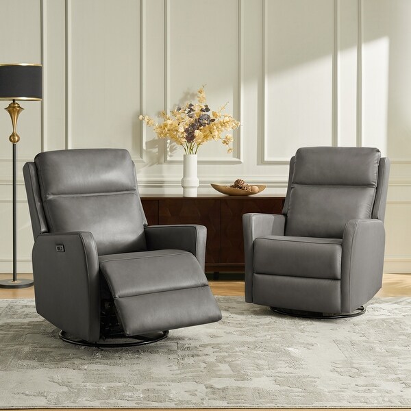 HULALA HOME Nuria Transitional Genuine Leather Power Recliner with