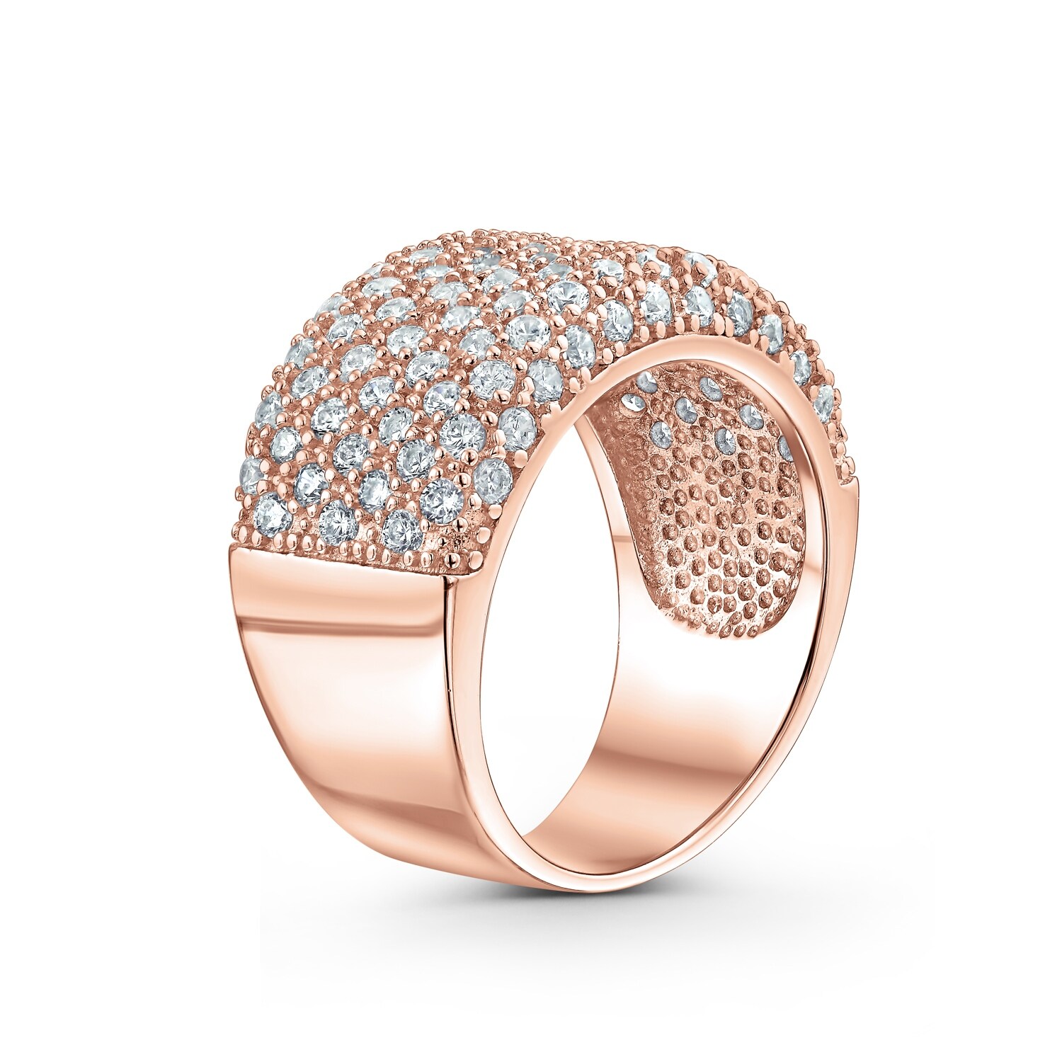 Wide Pave a Cz Anniversary Wedding Band Ring 925 Sterling Silver Overstock