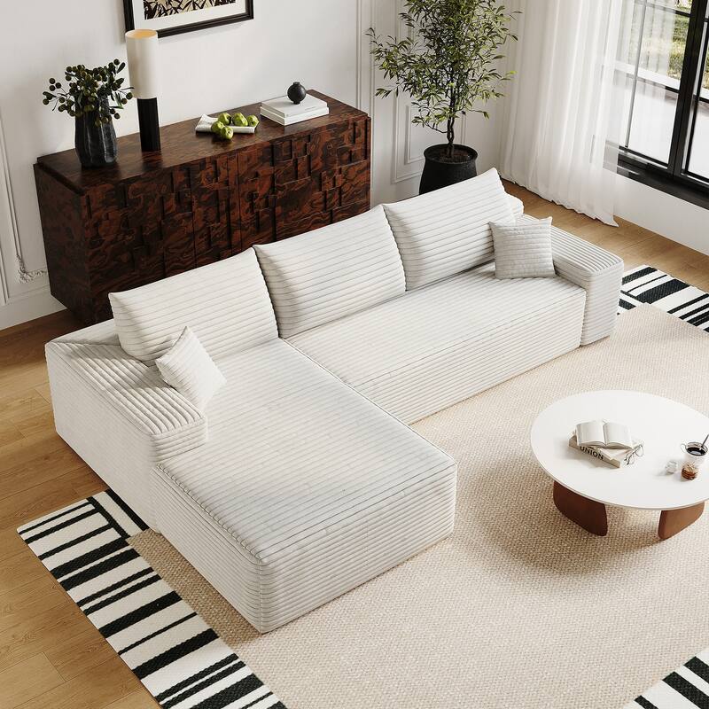 Sofa 107-in Casual White 3 -seater Left Reclining Sectional - 8' x 10' - Left Facing
