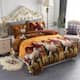 3-Piece Floral Printed Sherpa-Backing Reversible Comforter Set - Horse - Queen
