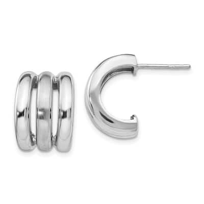 Curata 925 Sterling Silver 11x10mm Brushed Triple Hoop Post Hoop Earrings