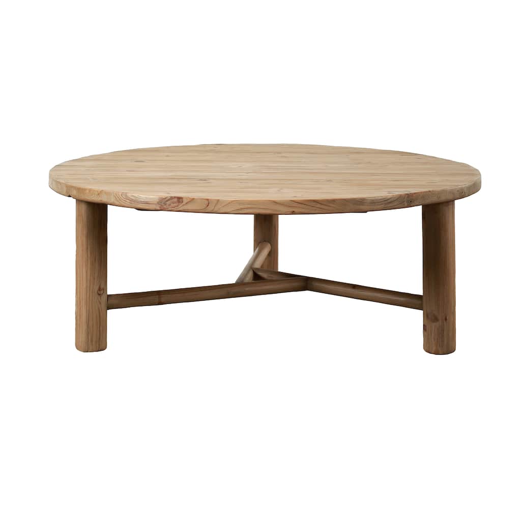 48" Round Coffee Table with Round Legs Weathered Natural