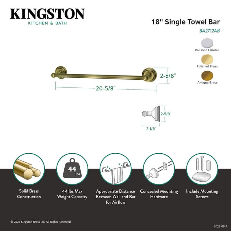 Kingston Brass Milano 18-Inch Towel Bar