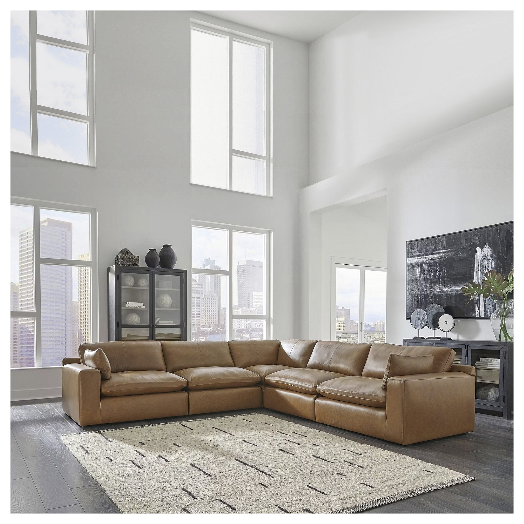 Signature Design by Ashley Emilia Medium Brown 5-Piece Sectional