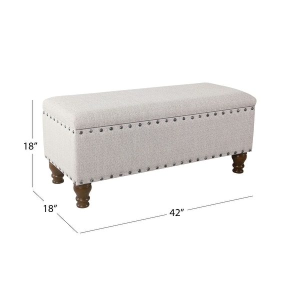dimension image slide 1 of 8, Copper Grove Muscari Upholstered Storage Bench with Nailhead Trim