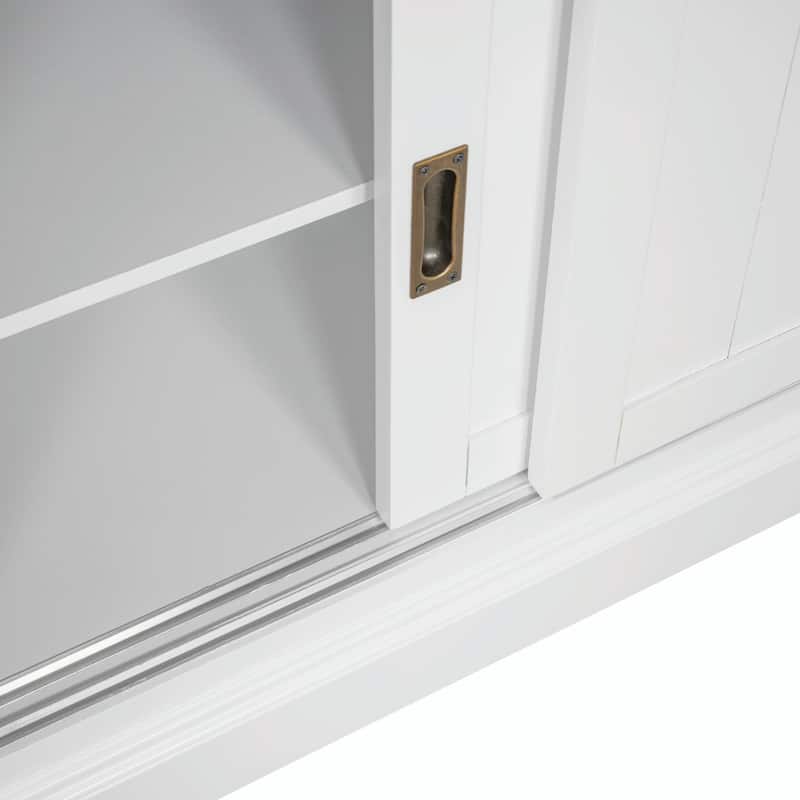 83.4" Tall Bookshelf with LED Lighting, Sliding Doors and Open Shelves