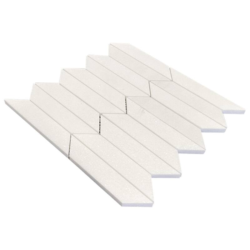 Thassos Marble Picket Water Jet Polished Mosaic Tile