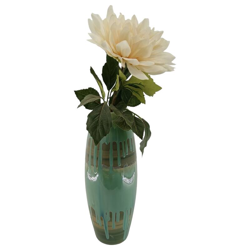 Modern Ceramic and Metal Decorative Vase with Textured Detailing