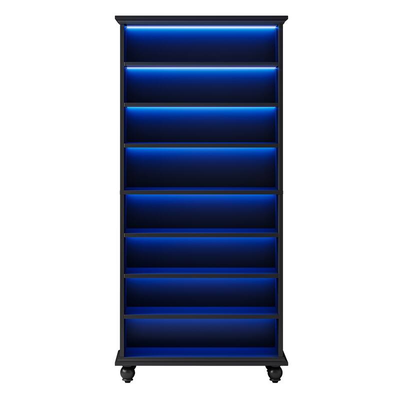 9-Tier Narrow Tall Shoe Storage Cabinet with LED Lighting for Living Room