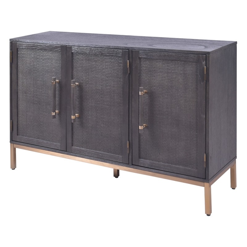 Sophia Antique Black 3 Door Cabinet