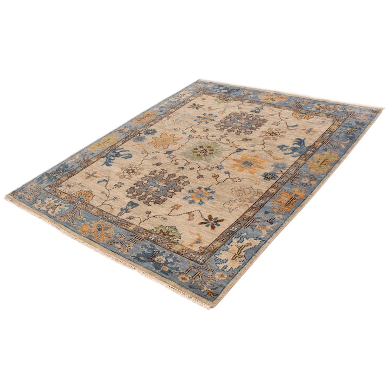 ECARPETGALLERY Hand-knotted Modern Oushak Light Khaki Wool Rug - 8'0 x 9'11